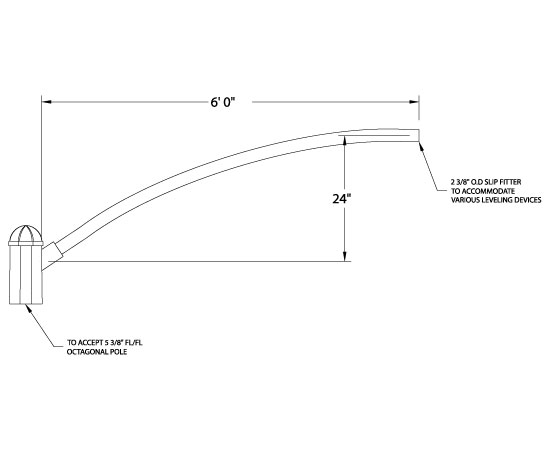 Dimensional Details for KA150-O-T Streetlight Arm